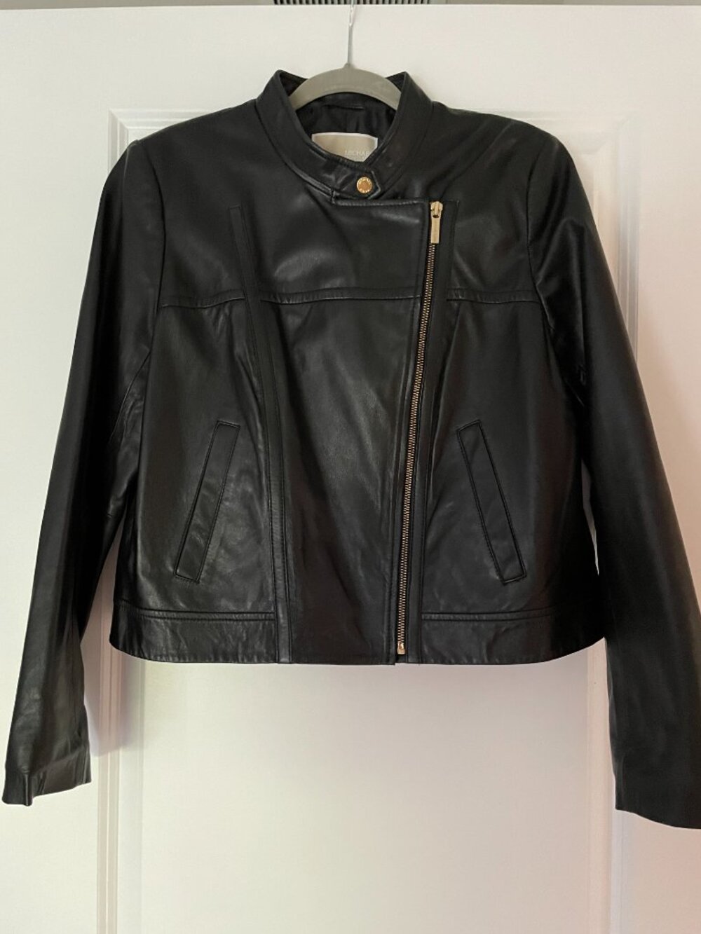 Michael Kors Women's Black 100% Lambskin Leather Moto Jacket XL